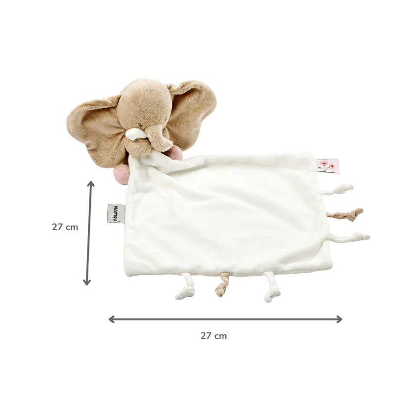 FanFan Baby Stuffed Cloth with Cuddle - 27 x 27 cm - Doudou Elephant - Off White