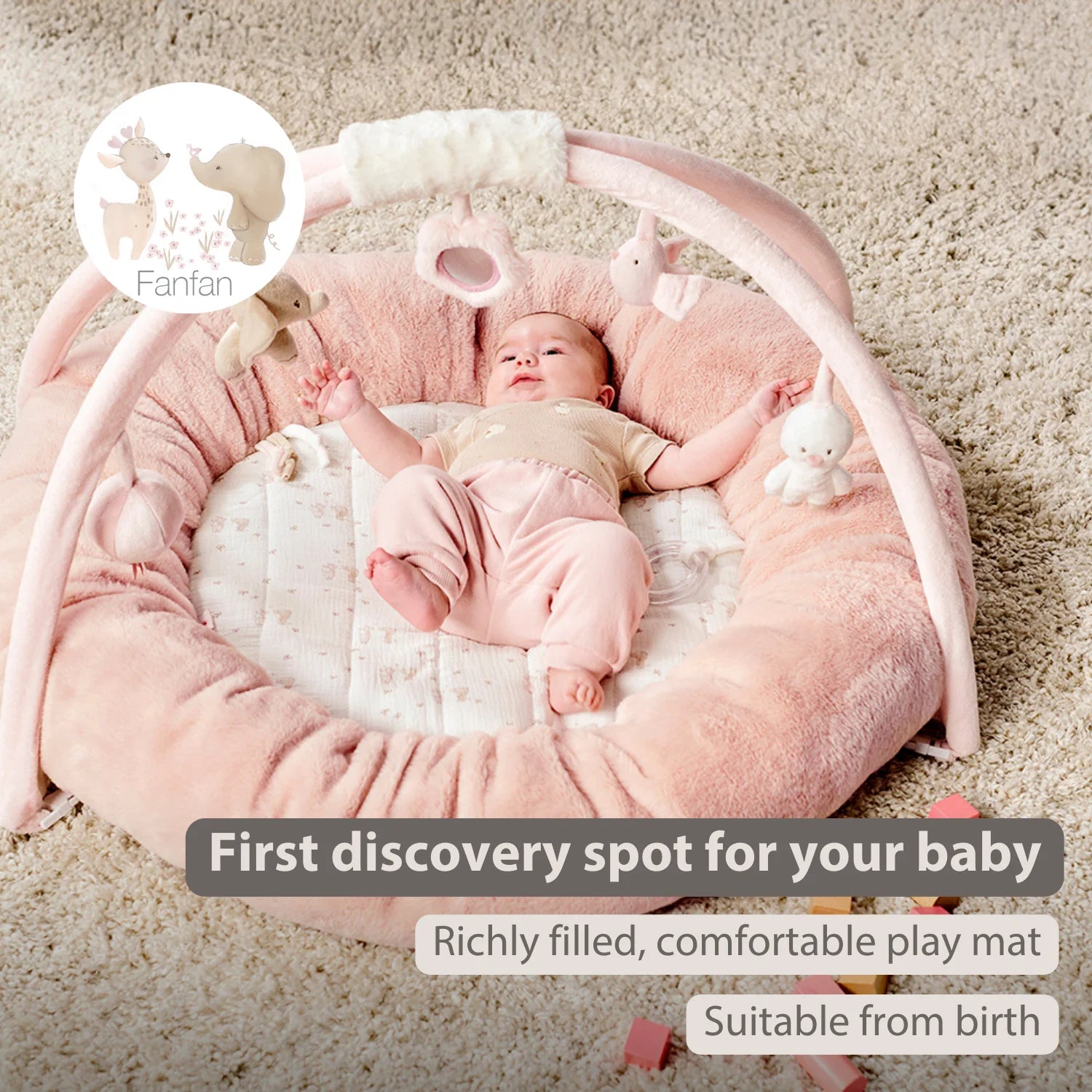 FanFan Baby Playmat with Arches – 90 cm – Activity Play Rug Baby – Padded Edges