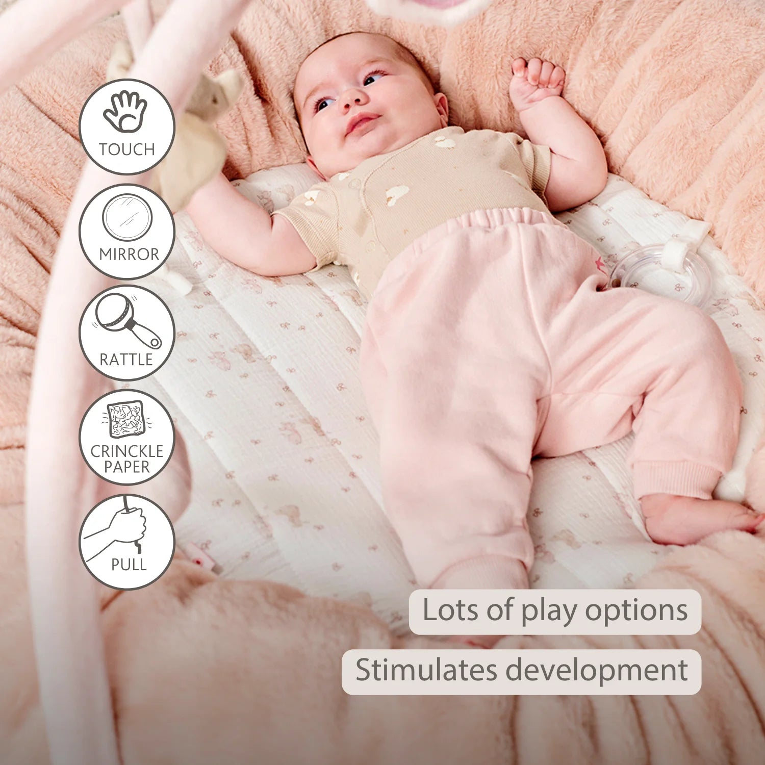 FanFan Baby Playmat with Arches – 90 cm – Activity Play Rug Baby – Padded Edges
