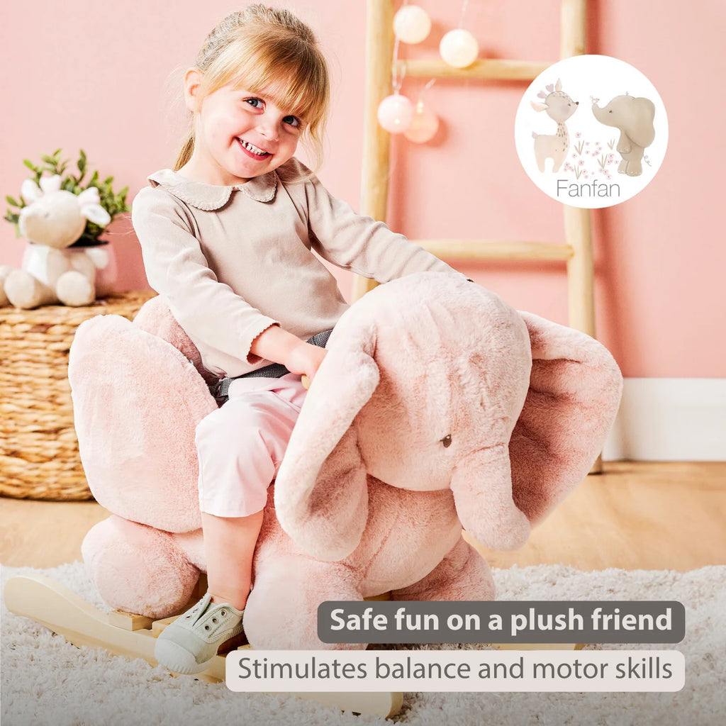 FanFan Rocking Horse Elephant – Rocking Animal – Old Pink