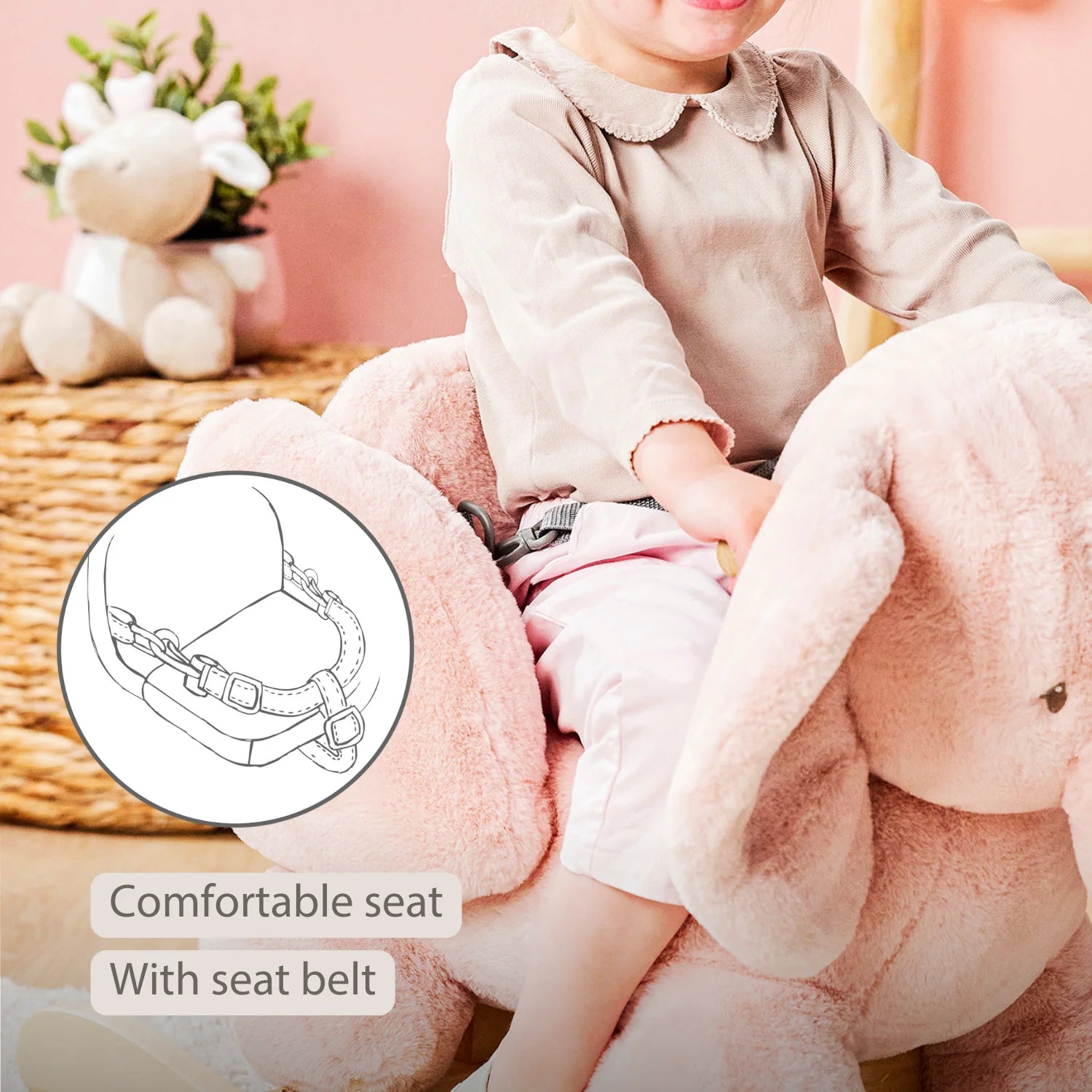 FanFan Rocking Horse Elephant – Rocking Animal – Old Pink