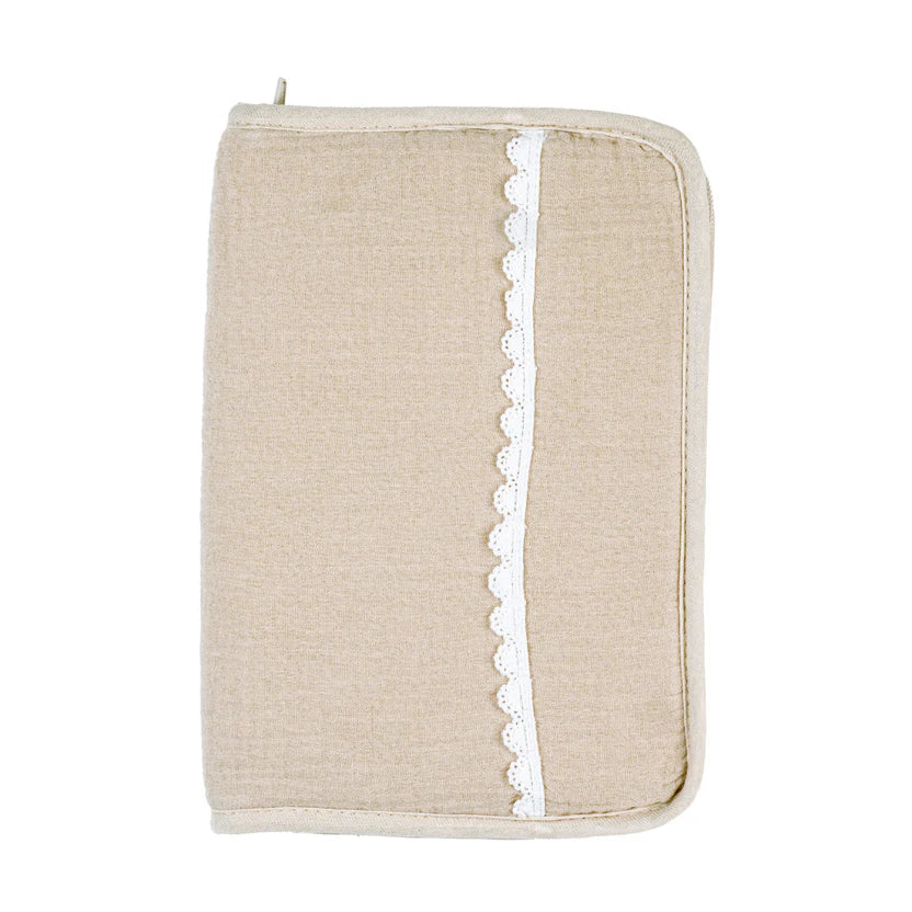 FanFan Health Book Cover – With Zipper – Protective Cover Baby Documents – Beige