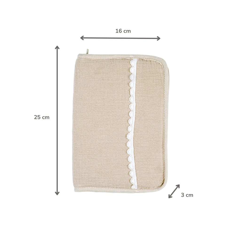 FanFan Health Book Cover – With Zipper – Protective Cover Baby Documents – Beige