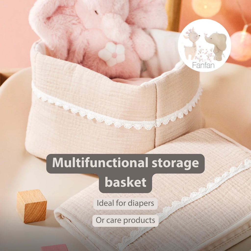 Care Basket Sand 20x20 cm – Baby Storage Basket – Tetra Cotton