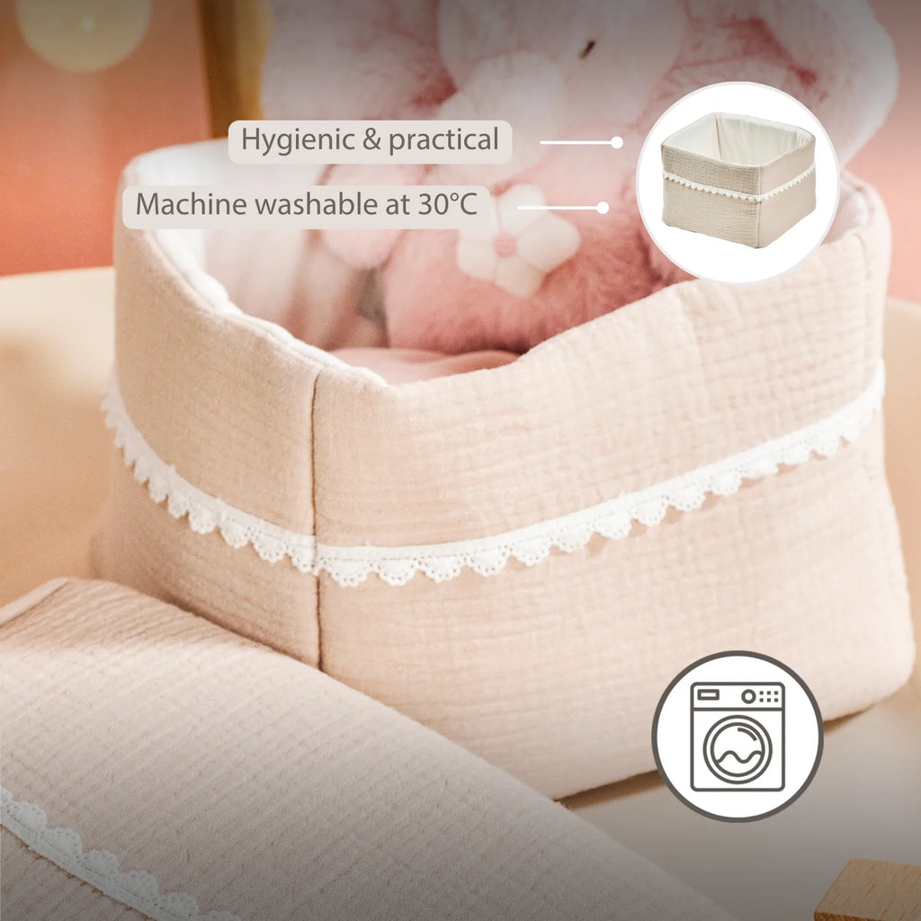 Care Basket Sand 20x20 cm – Baby Storage Basket – Tetra Cotton