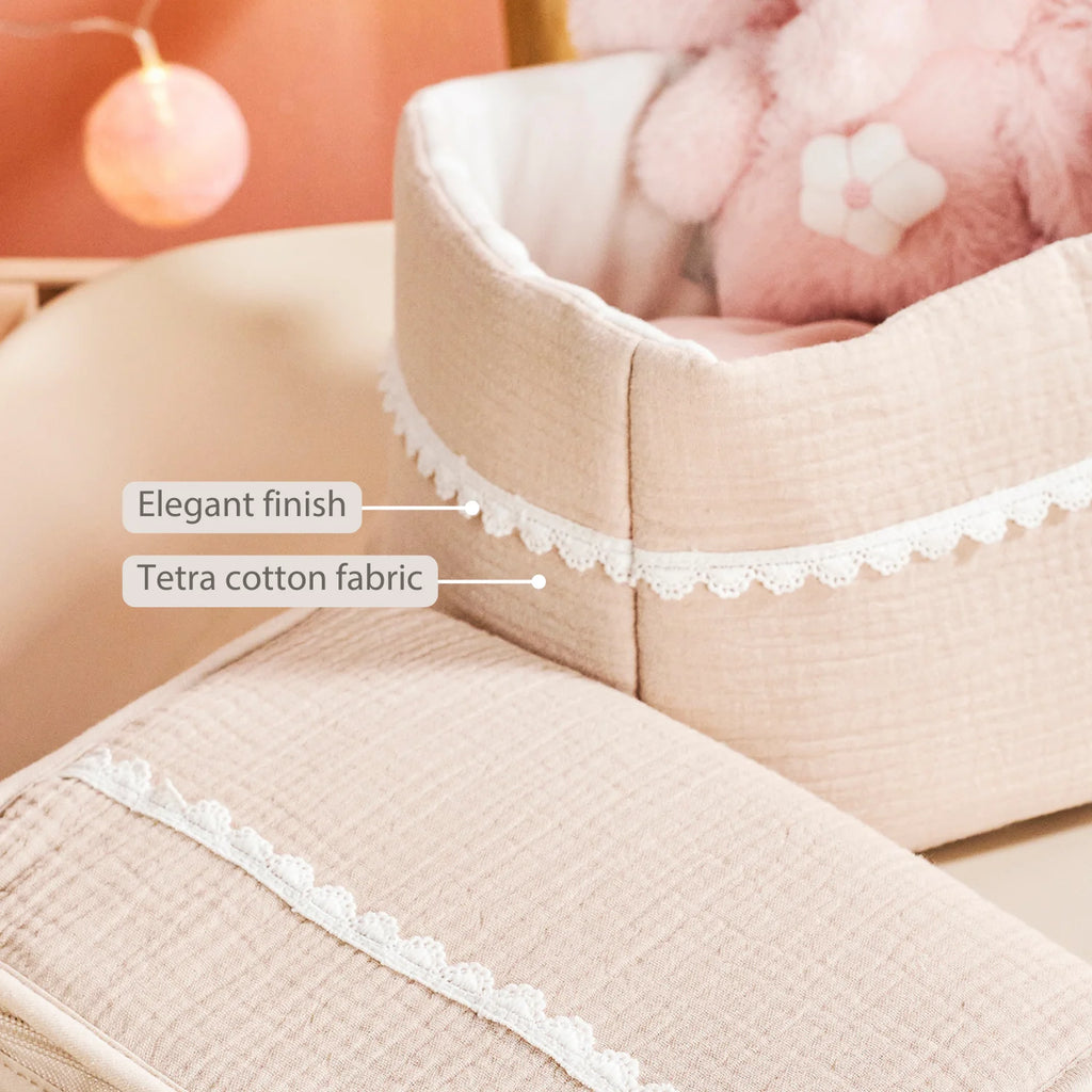Care Basket Sand 20x20 cm – Baby Storage Basket – Tetra Cotton