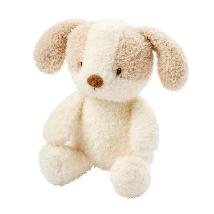 TEDDY Baby Plush Dog – 25 cm – Soft Baby Cuddle Toy – White & Beige
