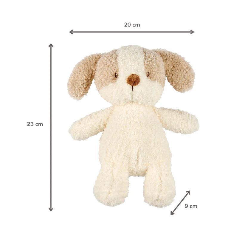 TEDDY Baby Plush Dog – 25 cm – Soft Baby Cuddle Toy – White & Beige
