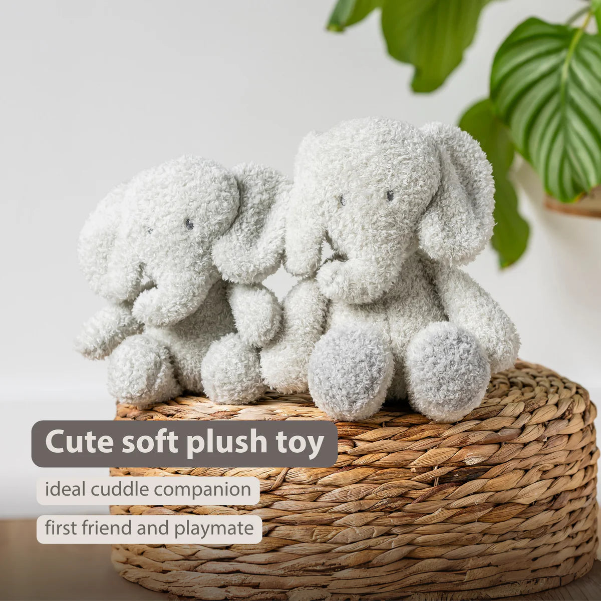 TEDDY Baby Plush Elephant – 25 cm – Soft Baby Cuddle Toy – Grey