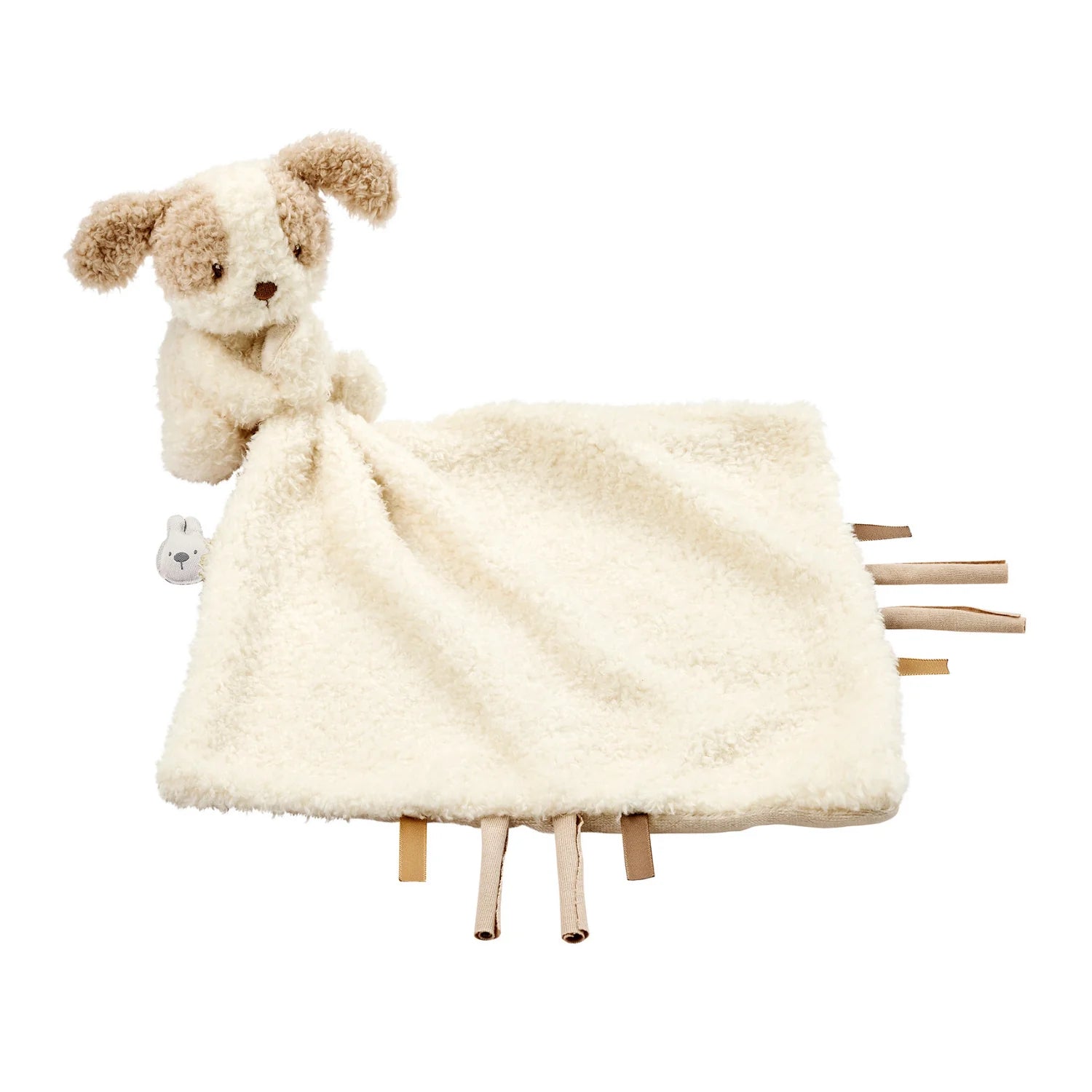 TEDDY Baby Comfort Blanket with Cuddle Toy – 27 x 27 cm – Doudou Dog – Beige