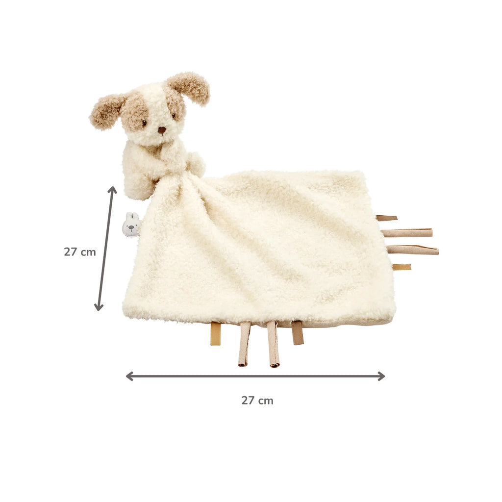 TEDDY Baby Comfort Blanket with Cuddle Toy – 27 x 27 cm – Doudou Dog – Beige