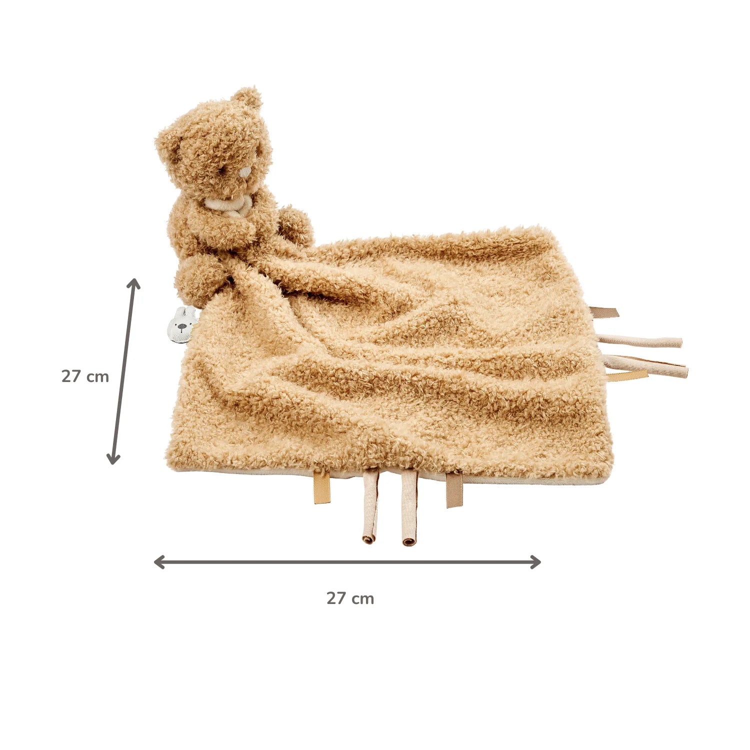TEDDY Baby Comfort Blanket with Cuddle Toy – 27 x 27 cm – Doudou Bear – Beige