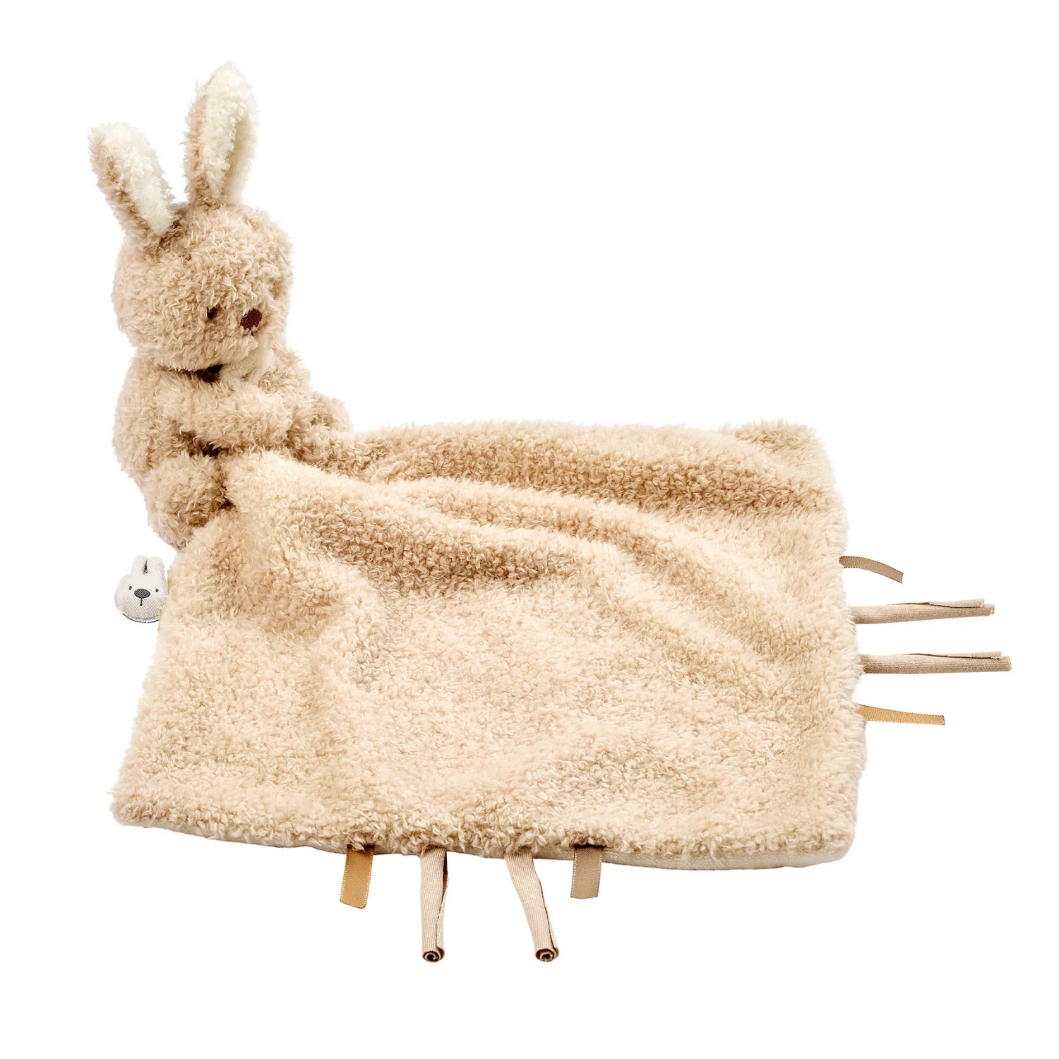 TEDDY Baby Comfort Blanket with Cuddle Toy – 27 x 27 cm – Doudou Bunny – Beige