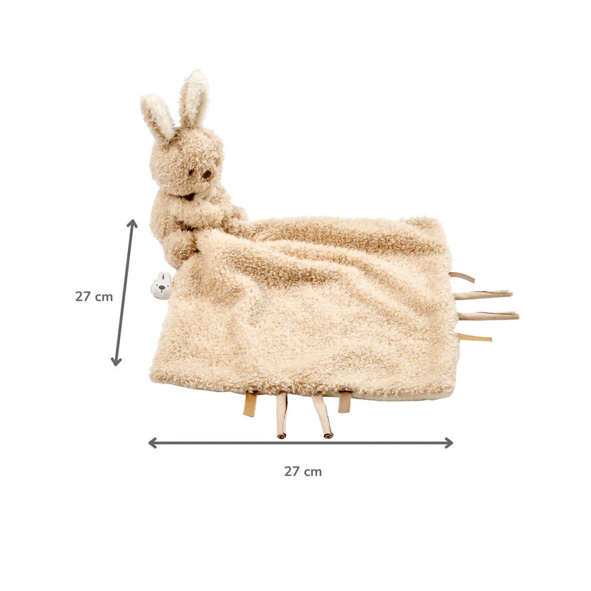 TEDDY Baby Comfort Blanket with Cuddle Toy – 27 x 27 cm – Doudou Bunny – Beige