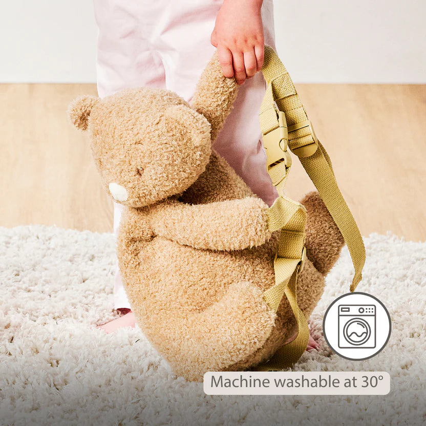 TEDDY Plush Backpack – 30 cm – Toddler School Bag – Soft Bear Backpack – Beige