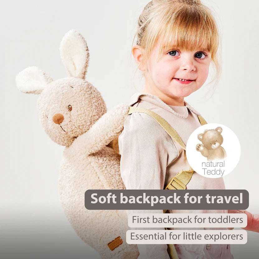 TEDDY Plush Backpack – 30 cm – Toddler School Bag – Soft Bunny Backpack – Ecru