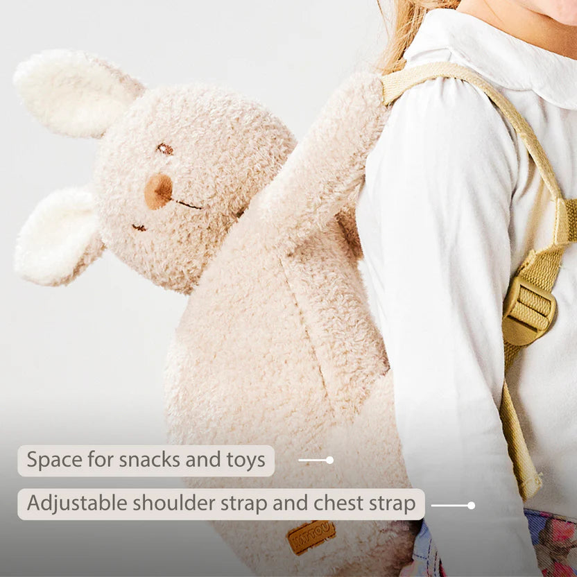 TEDDY Plush Backpack – 30 cm – Toddler School Bag – Soft Bunny Backpack – Ecru