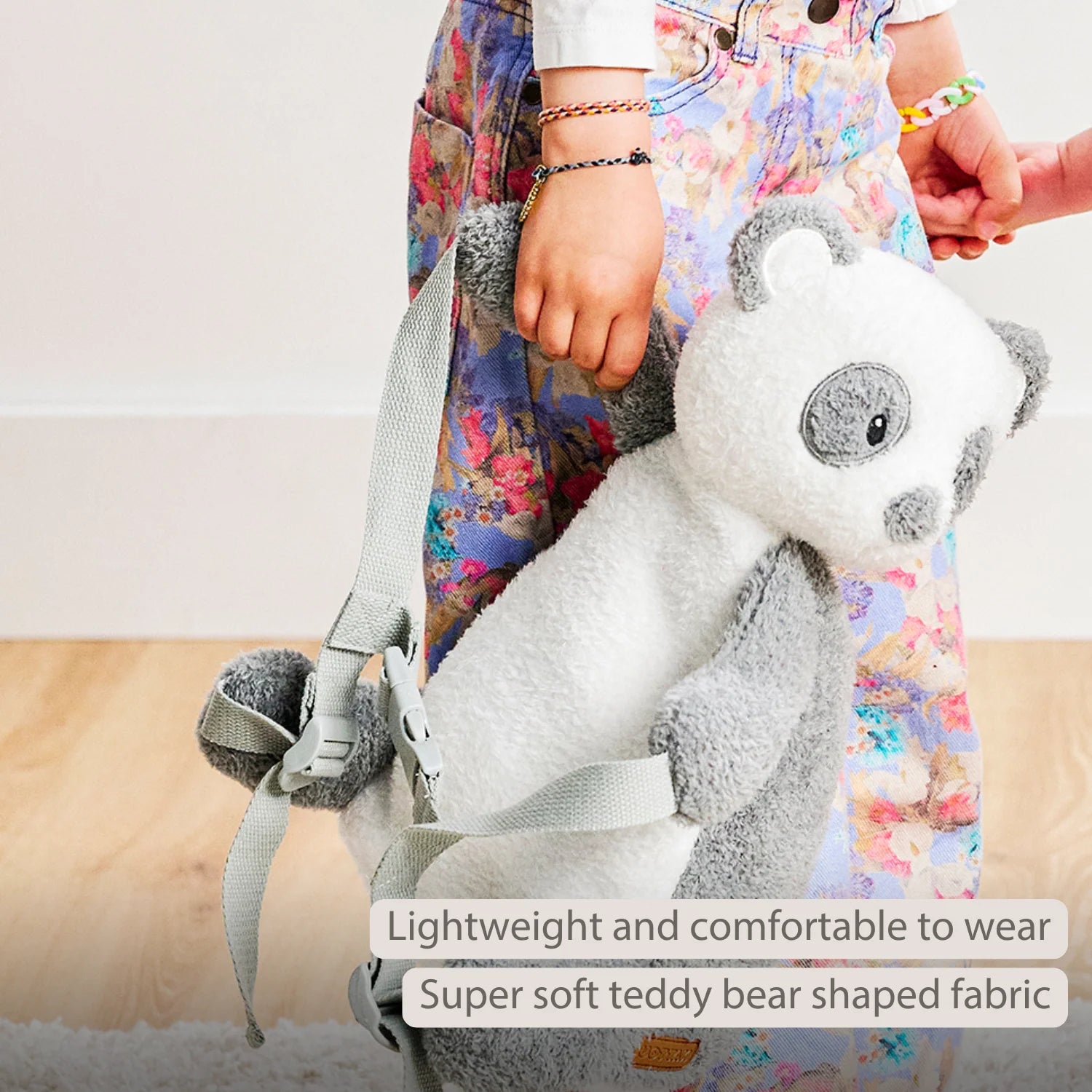 TEDDY Plush Backpack – 30 cm – Toddler School Bag – Soft Panda Backpack – Grey & White