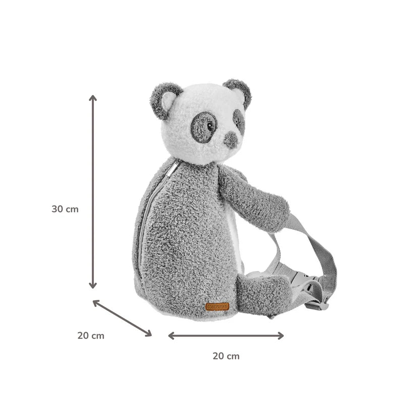 TEDDY Plush Backpack – 30 cm – Toddler School Bag – Soft Panda Backpack – Grey & White