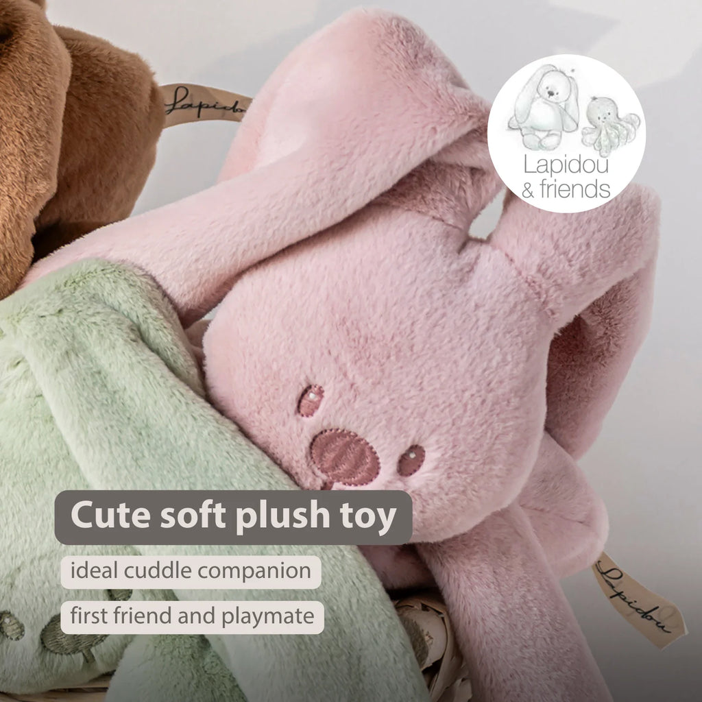 Lapidou Cuddly Rabbit - 30 cm - Soft Baby Plush - Powder Pink