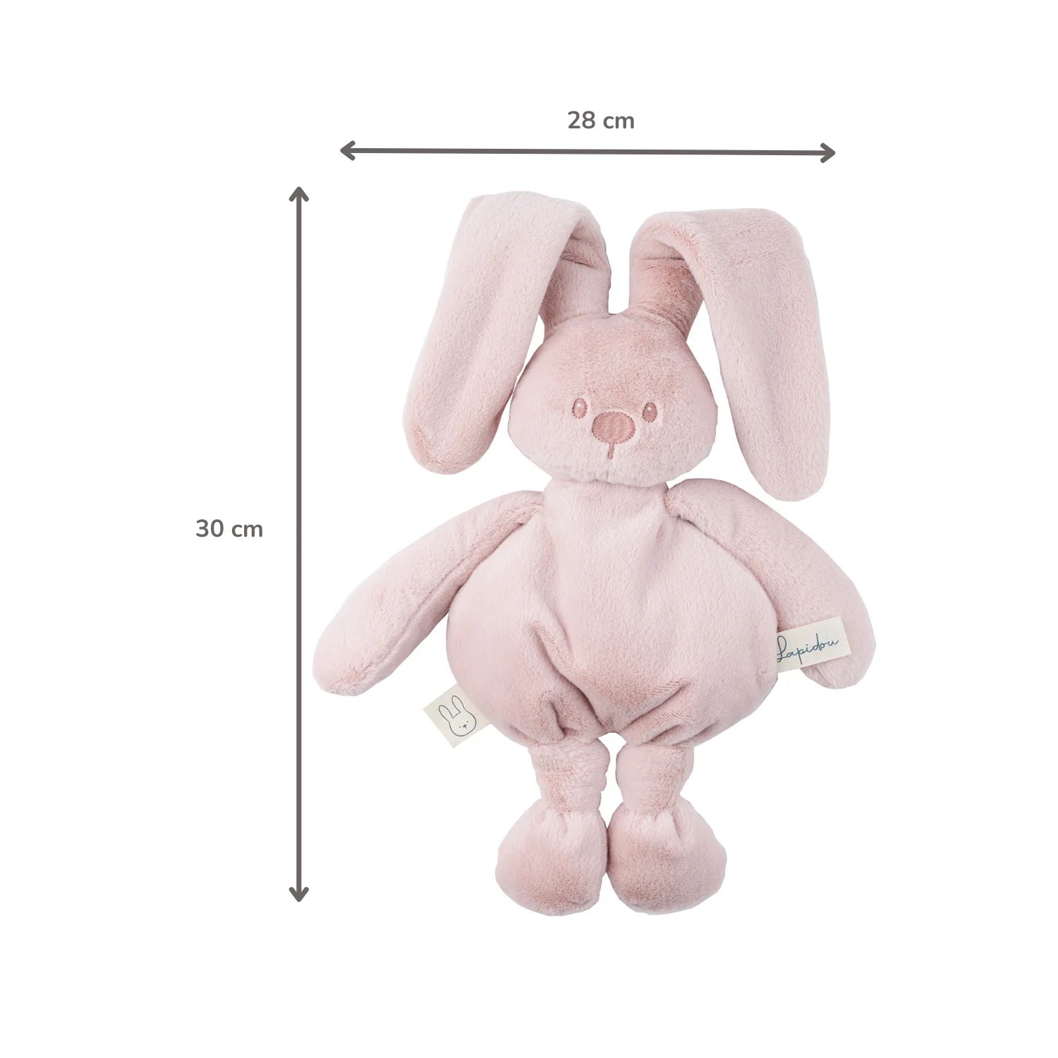 Lapidou Cuddly Rabbit - 30 cm - Soft Baby Plush - Powder Pink