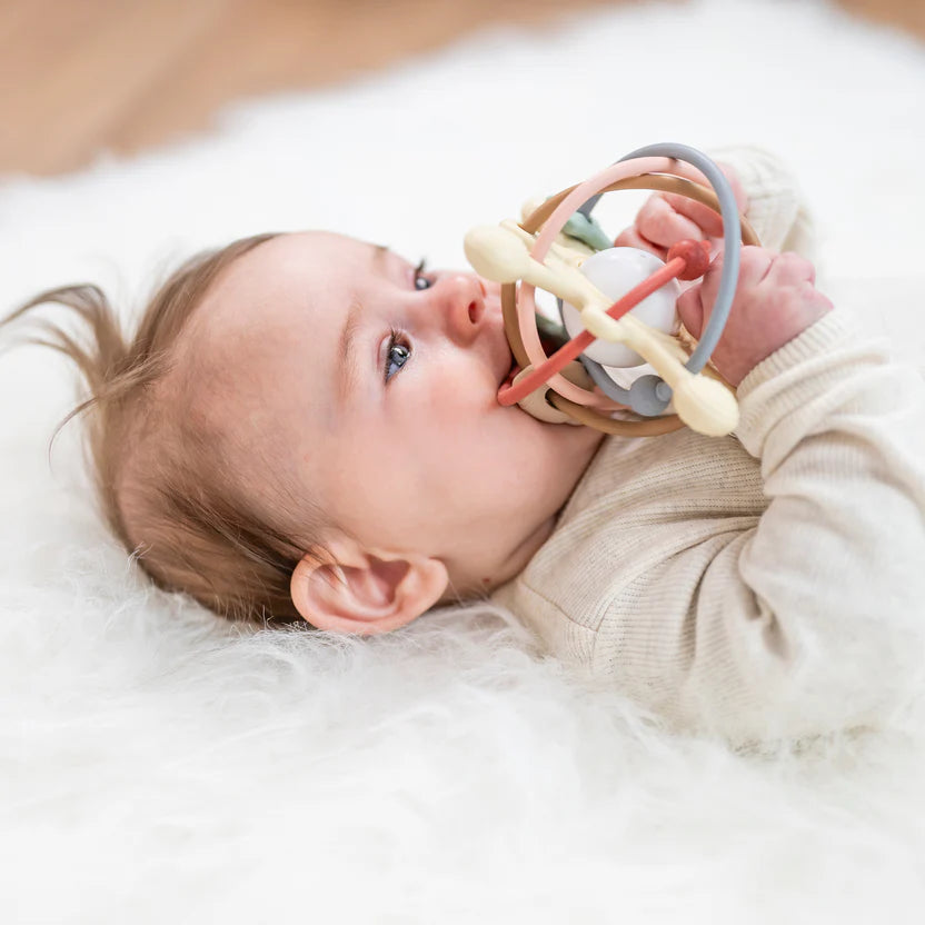 Teether with Rattle Galaxy Silicone Beige