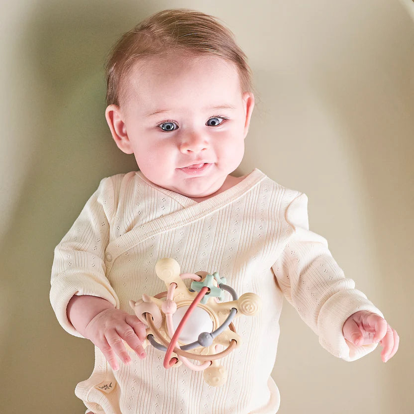 Teether with Rattle Galaxy Silicone Beige