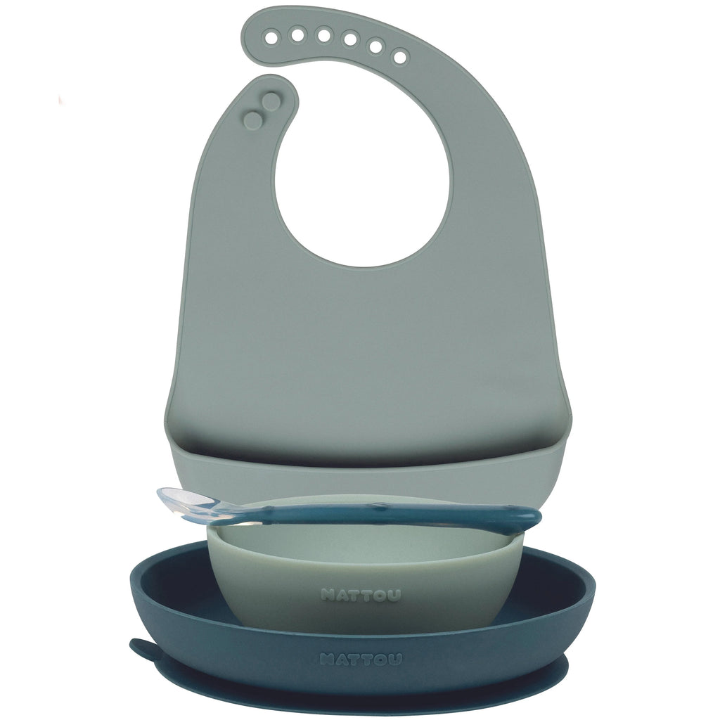 Silicone Tableware Set with Bib set of 4 Pieces