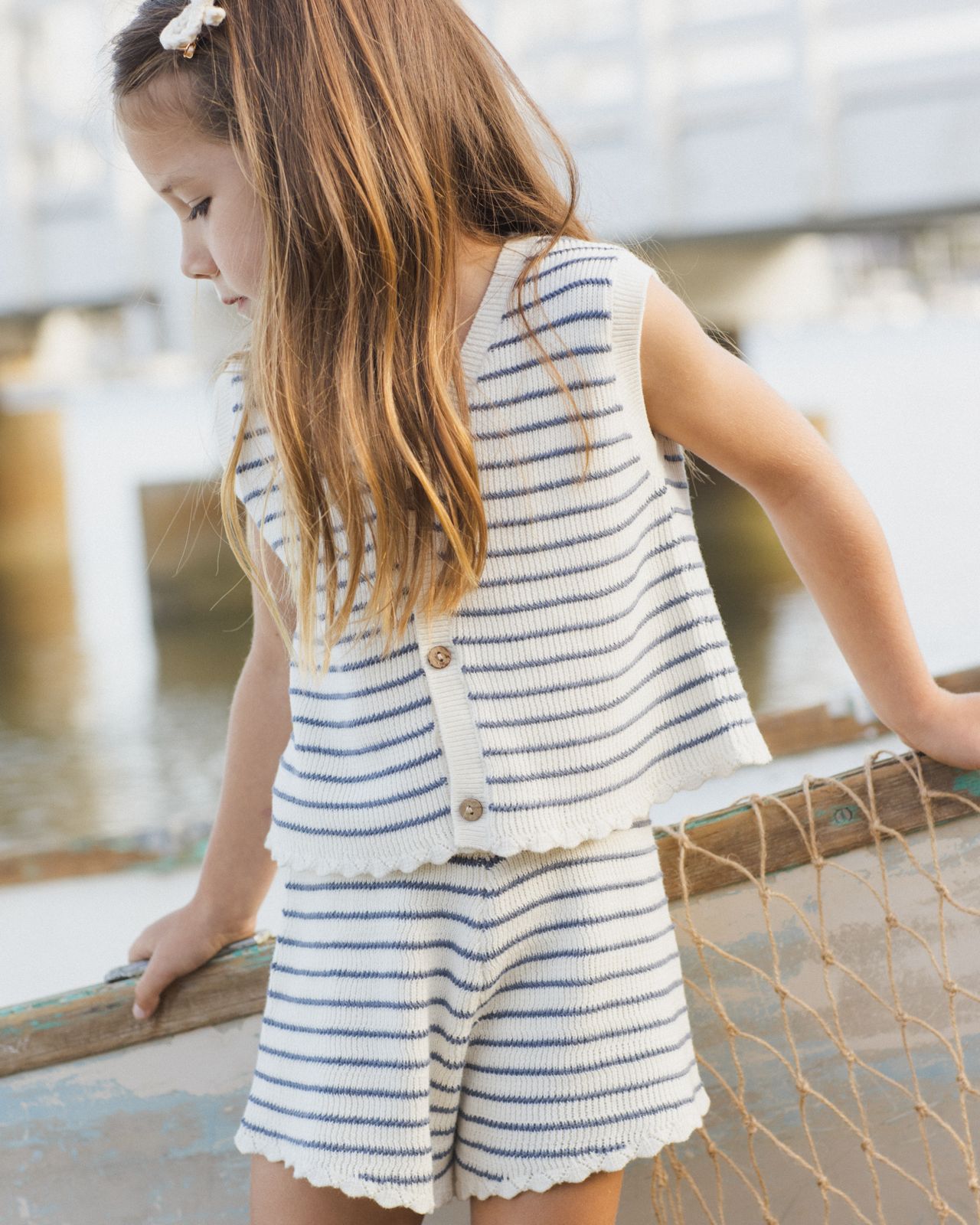 KNIT VEST SET || MARINE STRIPE