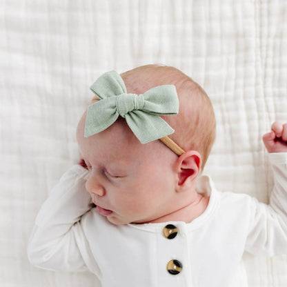 LINEN BOW - SAGE HEADBAND