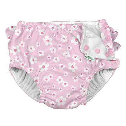 Eco Snap Swim Diaper - Light Pink Small Blossoms