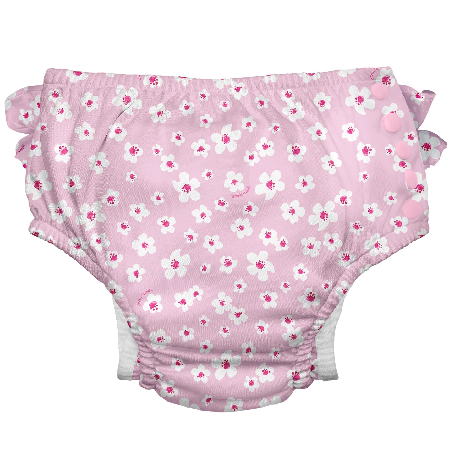 Eco Snap Swim Diaper - Light Pink Small Blossoms