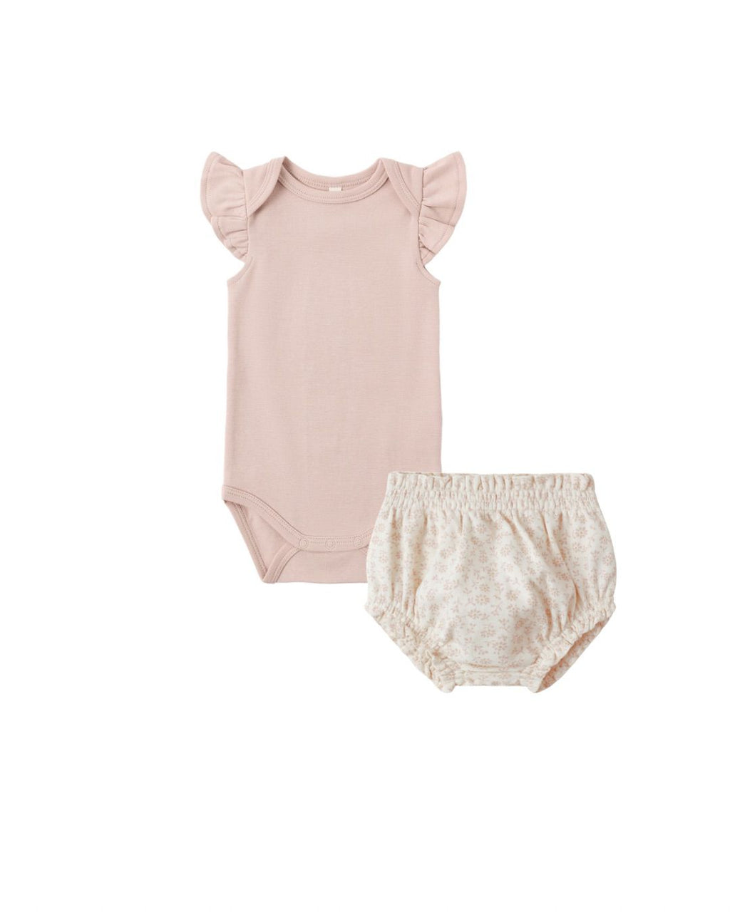 FLUTTER SLEEVE BODYSUIT || BLUSH GATHERED BLOOMER || DITSY