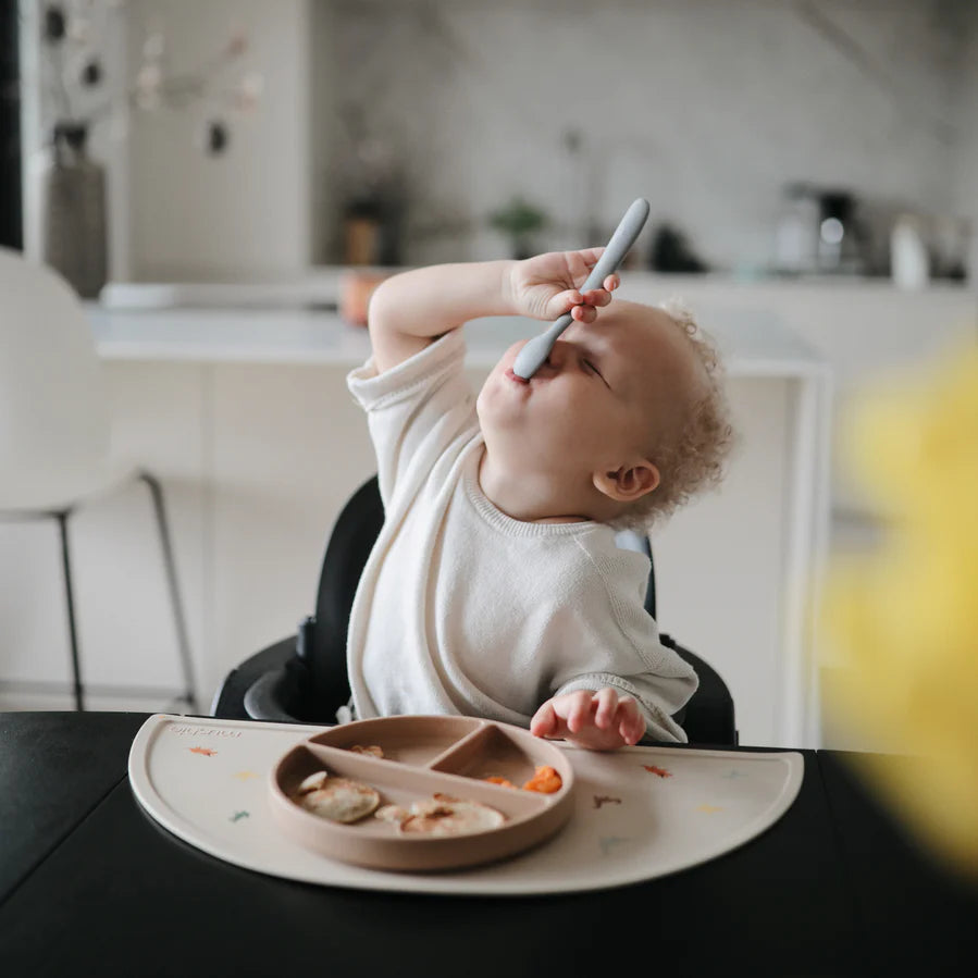 Silicone Feeding Spoons 2-Pack-Stone/Cloudy Mauve