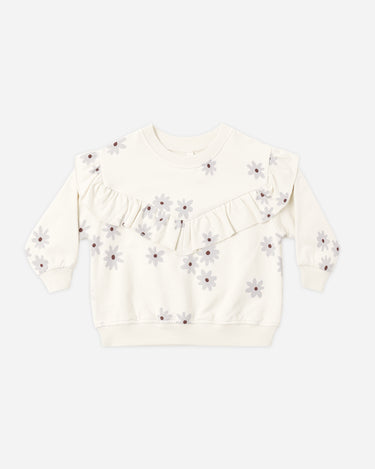 Ruffle fleece sweatshirt +relaxed sweatpant blue daisy