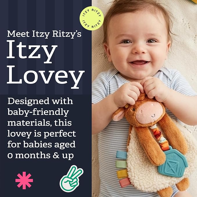 Itzy Lovey Plush and Teether Toy-Wyatt the Highland Cow