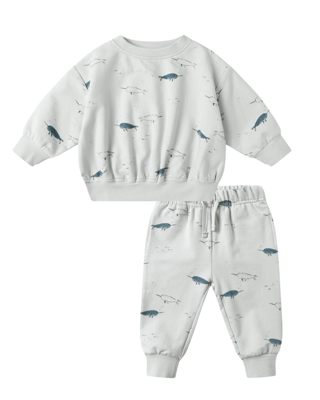 Loose-fitting fleece sweatshirt + Jogger || Narwhals