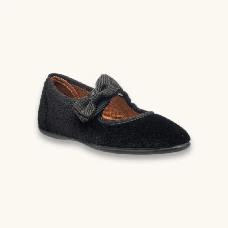 Velvet Bow Mary Jane  suede black