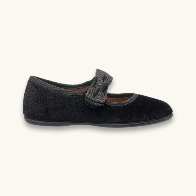 Velvet Bow Mary Jane  suede black