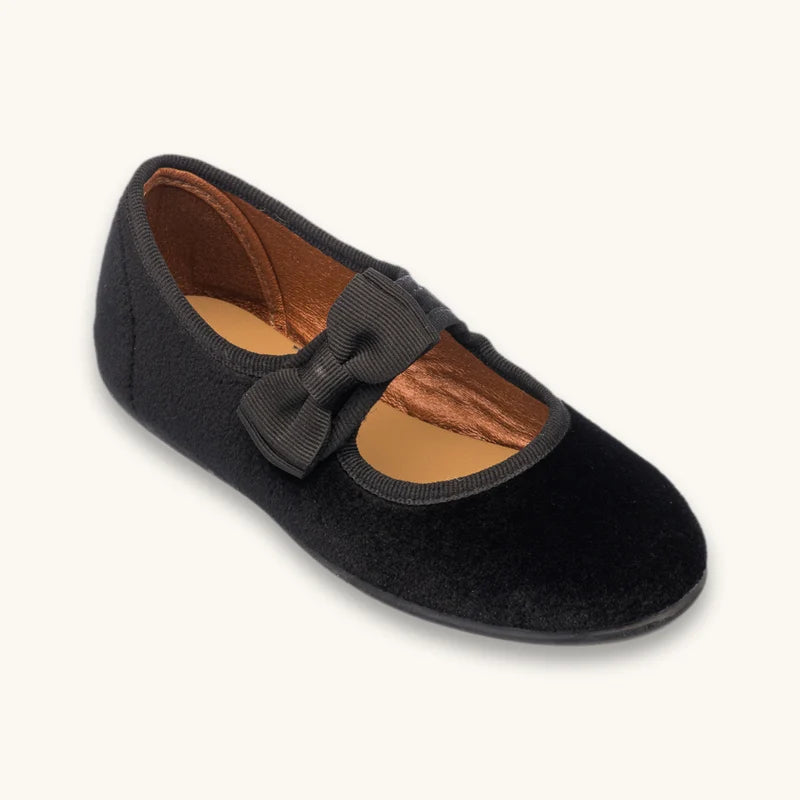 Velvet Bow Mary Jane  suede black