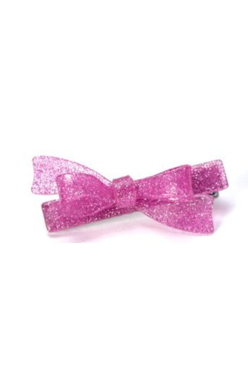 BOW GLITTER LIGHT PINK HAIR CLIP
