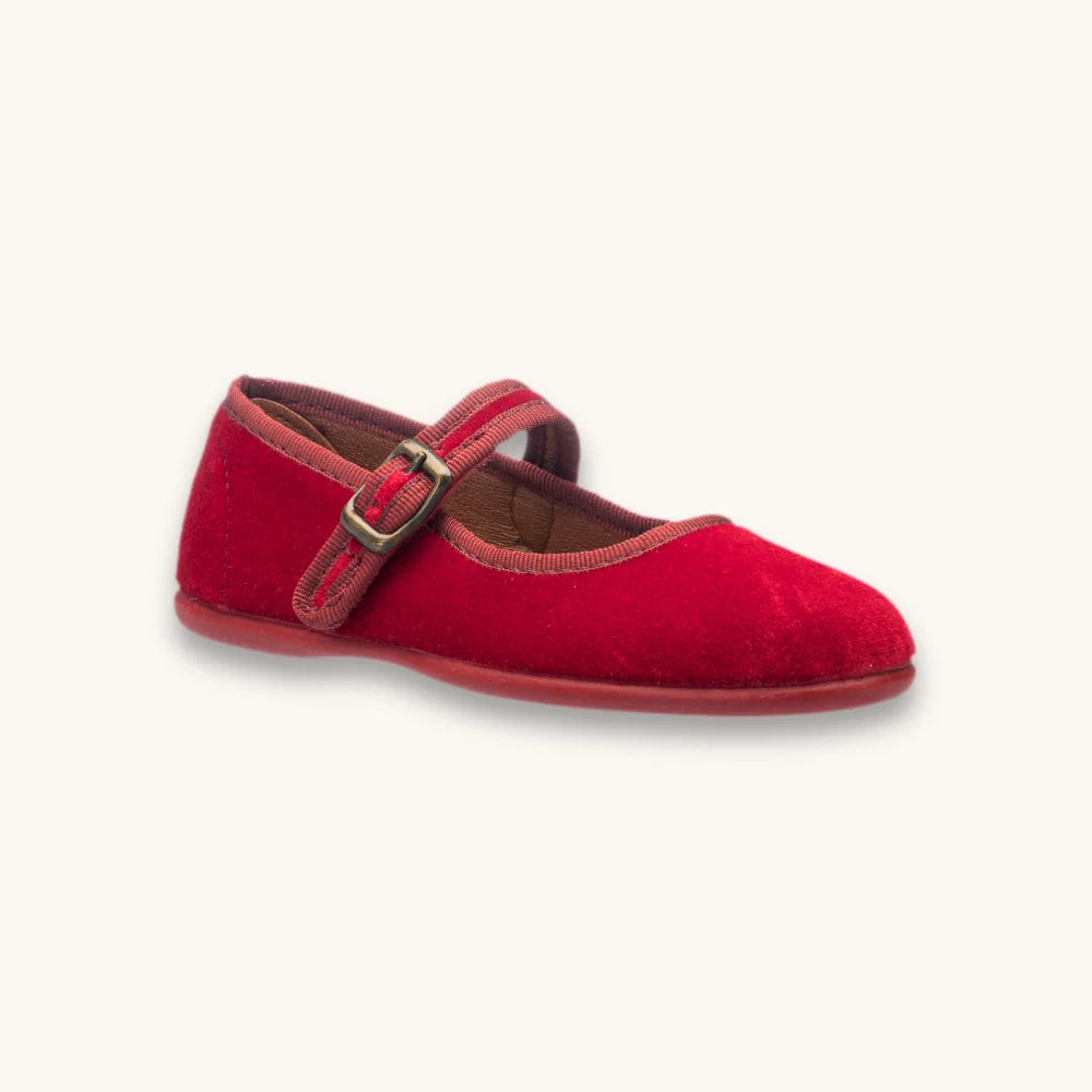 Isa Velvet Mary Jane Red