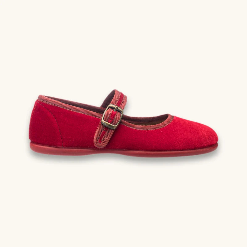 Isa Velvet Mary Jane Red