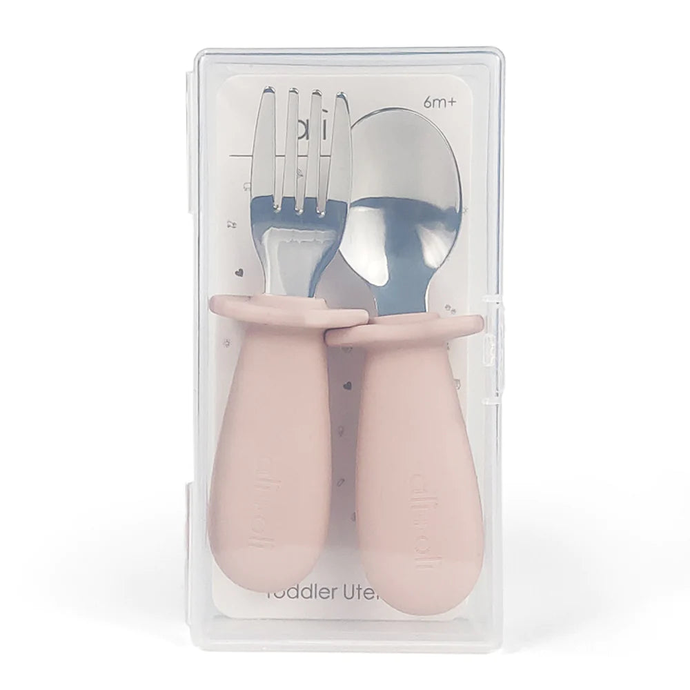Spoon & Fork Learning Set for Toddlers, Powder Pin  (6m+)