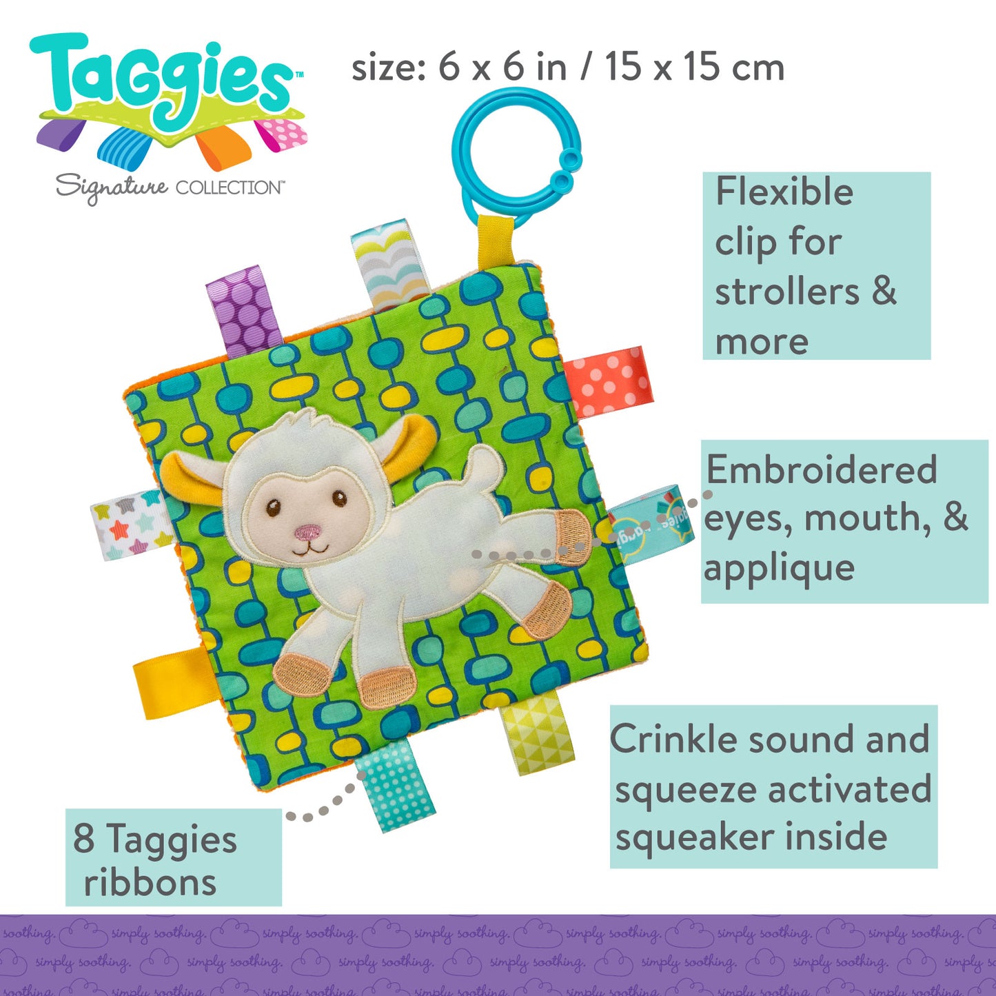 Taggies Crinkle Me Sherbet Lamb – 6×6