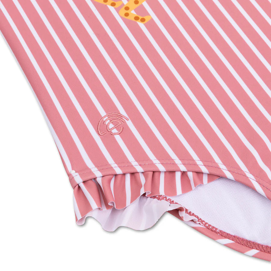 Daisy flower | Red/White Striped Girls Swimsuit