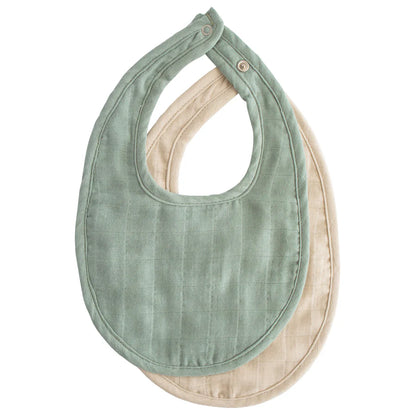 Muslin Bib 2-Pack-Roman Green/Fog