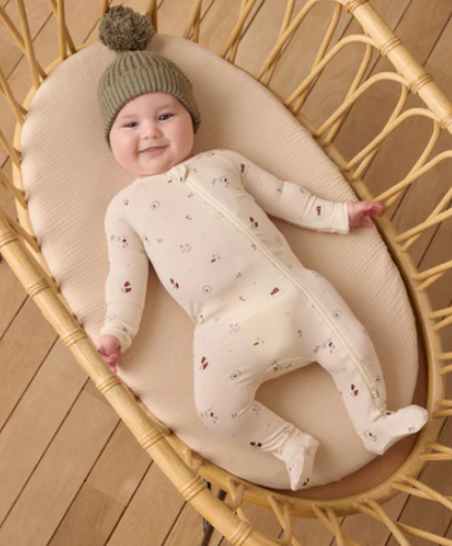 Bamboo Footie with Zipper || Winter Wonderland