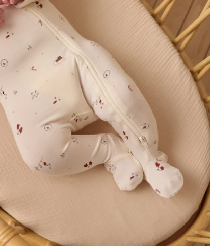 Bamboo Footie with Zipper || Winter Wonderland