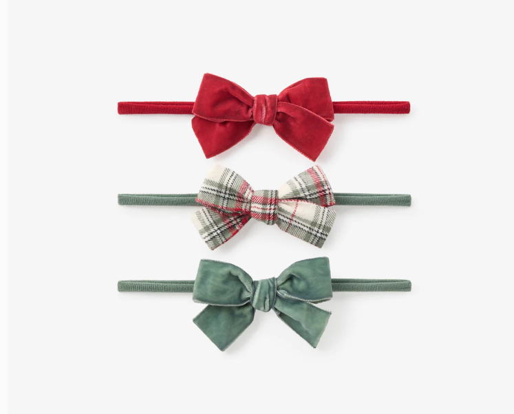 Winter Tartan + Velvet Headband Set 3 pk